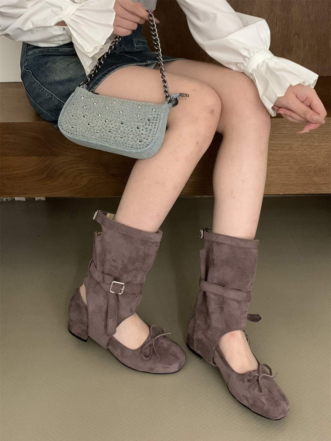 Women's Niche Ballet Style Summer Round Toe Bowknot Short Hollow Out Sandals