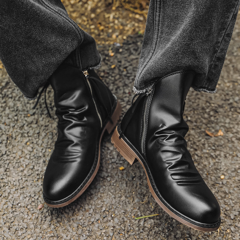 Men's Double-sided Zipper Bottom Tassel Bag Packaging Boots