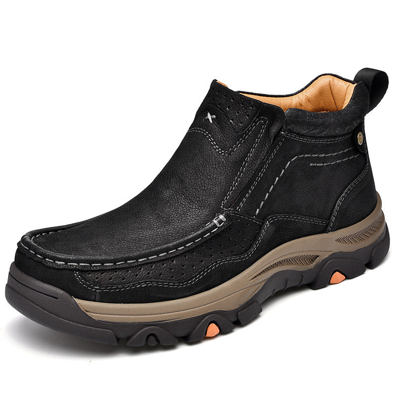 Men's Top Layer Cowhide Large Size Thick Bottom Men's Leather Boots