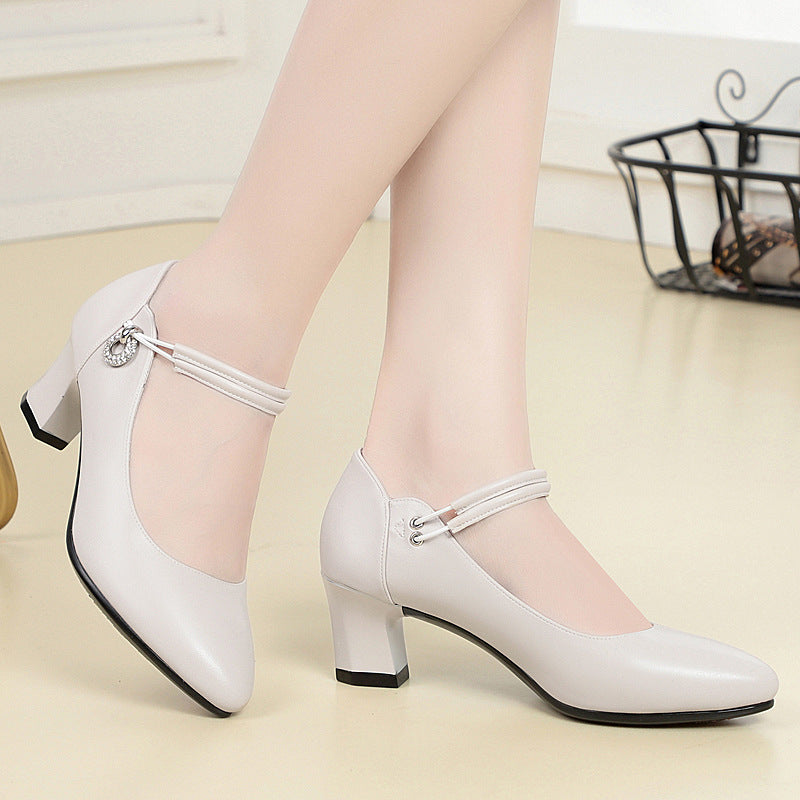 Women's Not Tired For Long Time High Buckle Black Business Clothes Leather Shoes