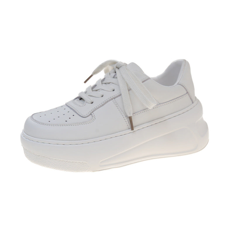 Women's Velcro Platform White Spring First Layer Cowhide Board Men's Shoes