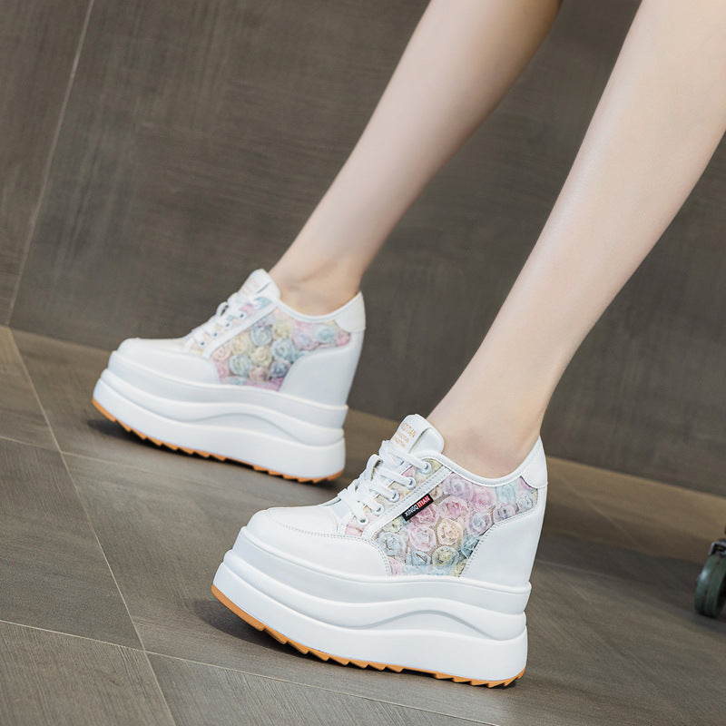 Women's Platform White Spring Height Increasing Insole Korean Style Women's Casual Shoes