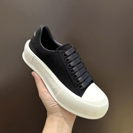 Women's Mcqueen Thick-soled Height Increasing White Fashionable Sneakers