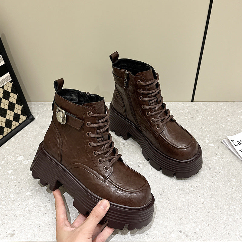 Martin Fleece-lined Warm Small Versatile Retro Women's Leather Boots
