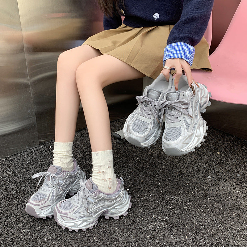 Women's Paris Platform Dad Spring Sier Gray Comfortable Portable Women's Casual Shoes