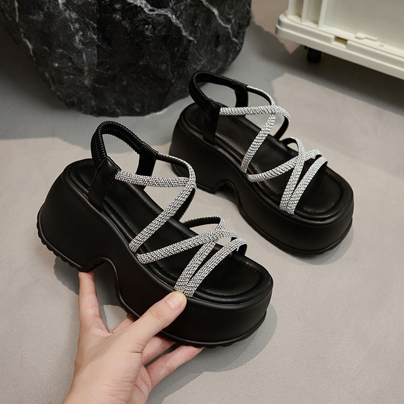 Women's Roman Summer Wear Exquisite Fairy Style Wedge Beach Platform Height Women's Sports Shoes