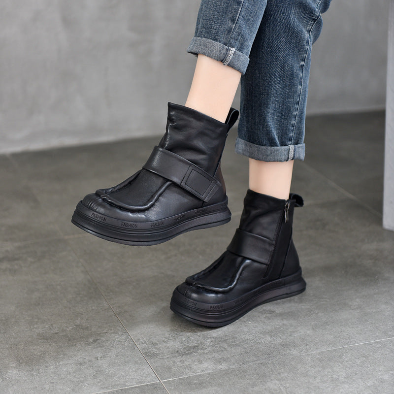 Women's Activity Price Retro Velcro Cowhide Women's Leather Boots