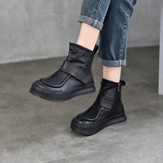 Women's Activity Price Retro Velcro Cowhide Women's Leather Boots