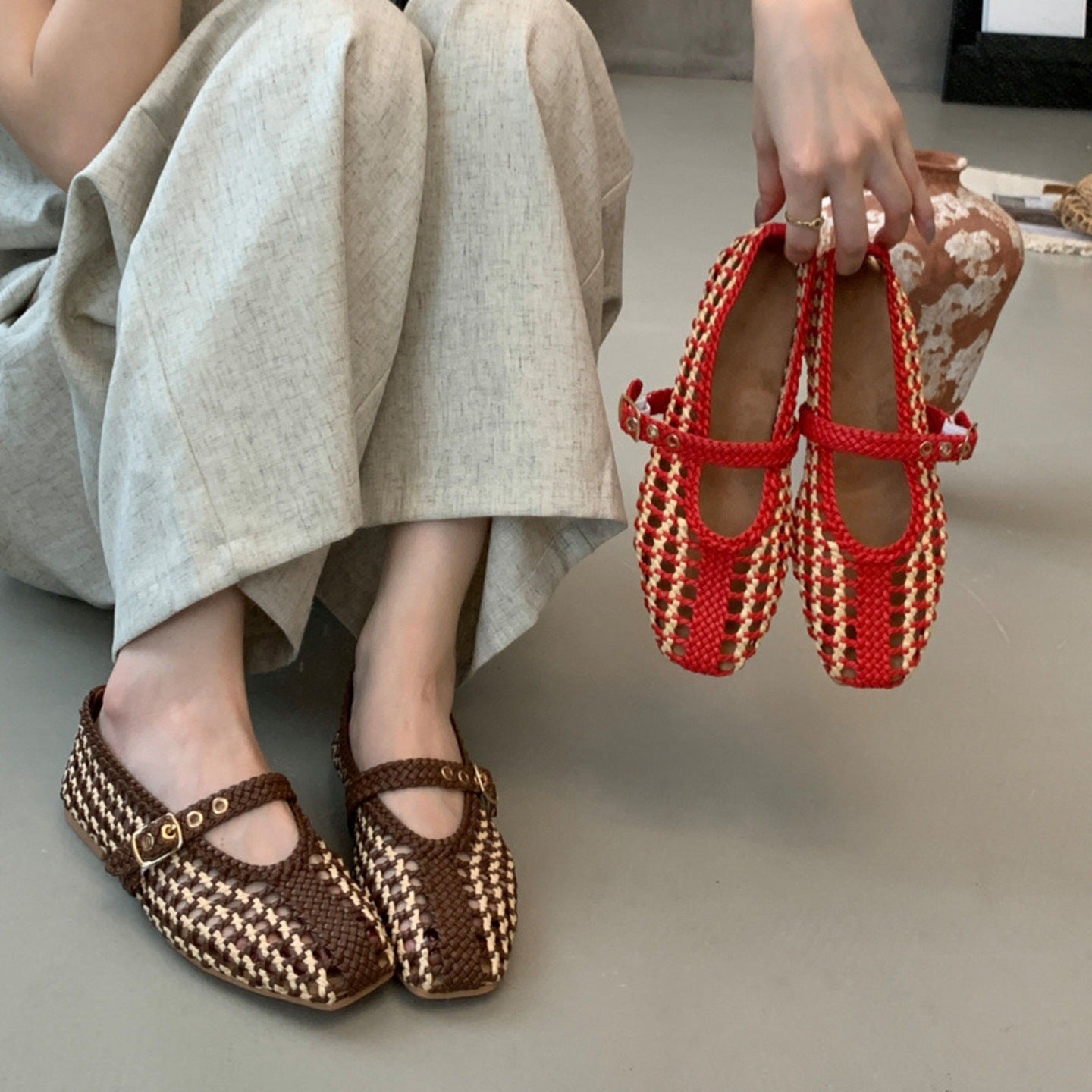 With Mesh Flat Retro Comfort Mary Women's Casual Shoes