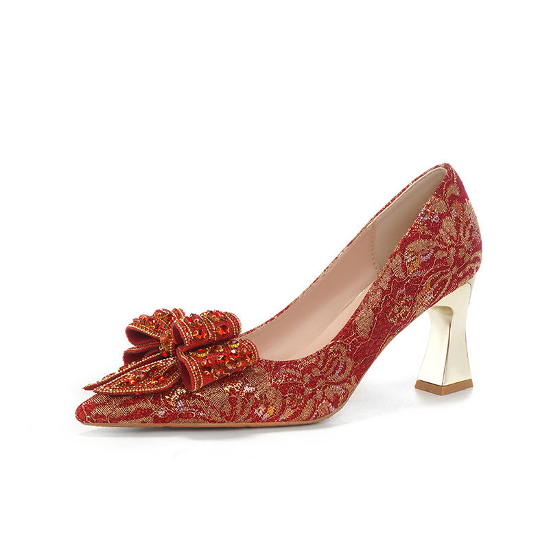 Wedding Red High Dress Chinese Style Bridal Plus Women's Fashion Shoes
