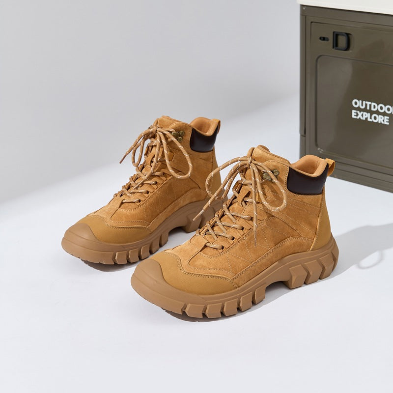 Men's Travel Tooling Outdoor Thick Bottom Height Increasing Insole British Style Men's Martin Boots