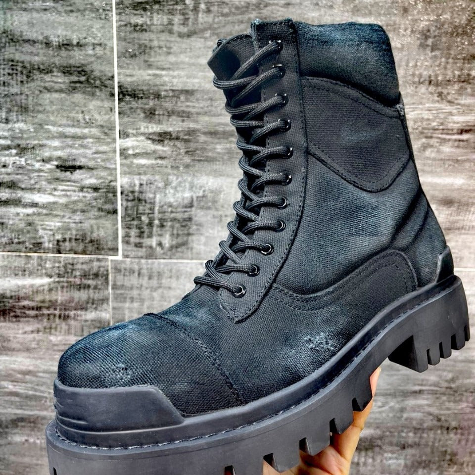 Men's Round Toe Viscose Big First Layer Men's Leather Boots