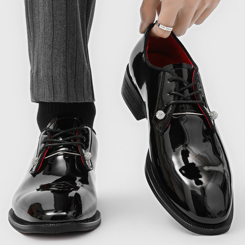 Men's Business Platform Glitter Tied Commuter Red Bottom Formal Wear Fashionable Men's Shoes