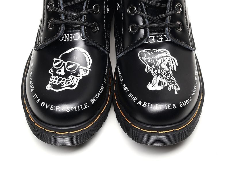 Women's & Men's Personalized Hard Skull Ankle Iti Round Toe Boots