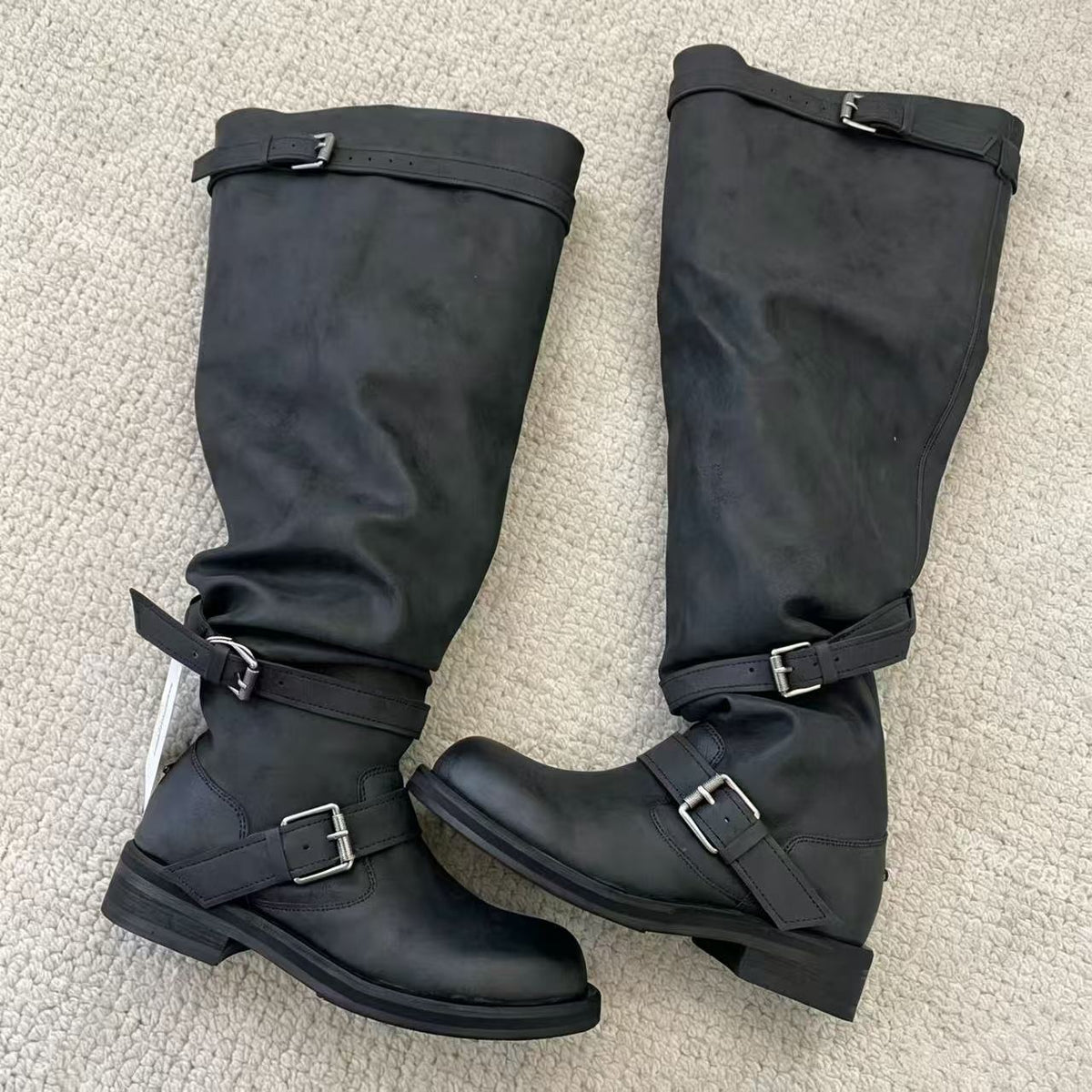 Big Tube Circumference Pile Style Round Head High Boots