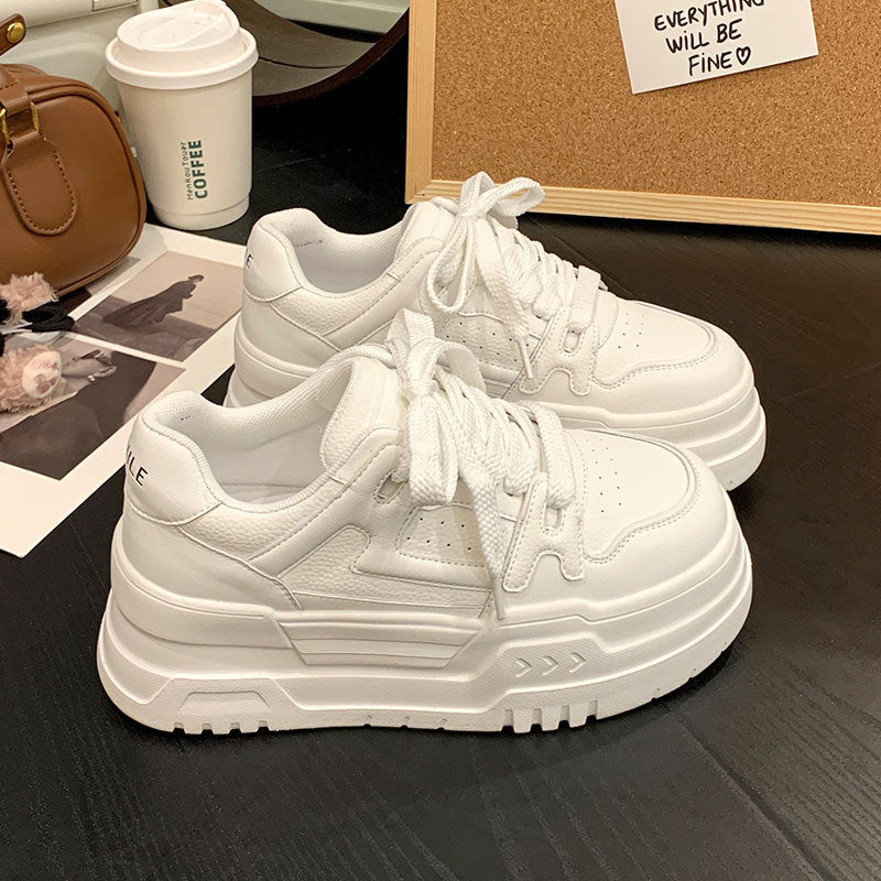 Women's Height Increasing Genuine Platform White Spring Women's Casual Shoes