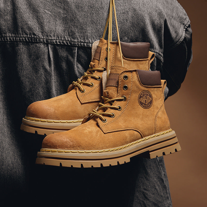 Unique Slouchy Men's Fur Worker Genuine Men's Martin Boots