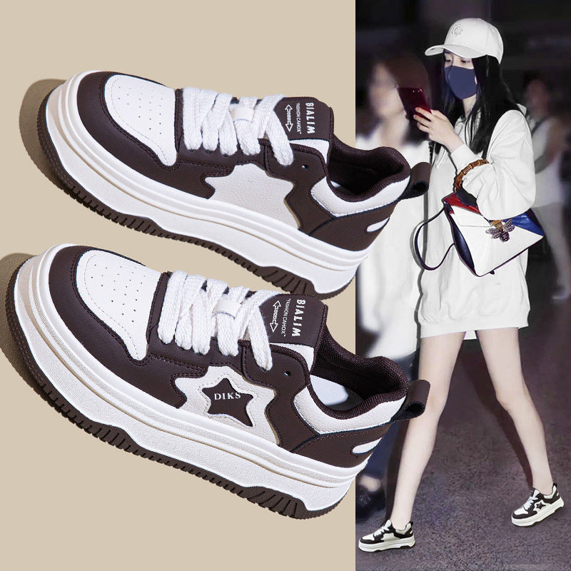Women's Platform White Single-layer Winter Lightweight Leisure Plush Padded Women's Sports Shoes