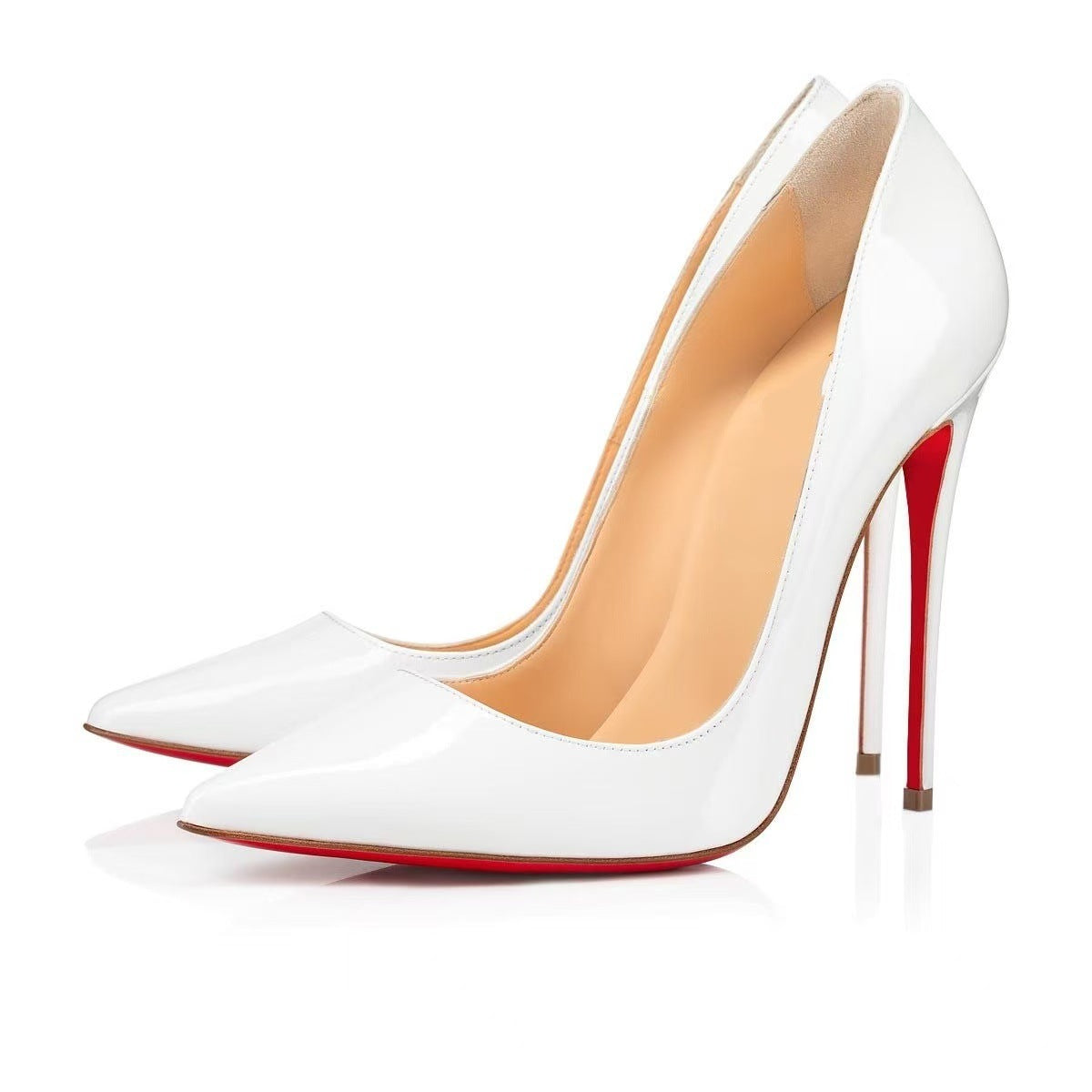 Women's Red Sole Black Elegant Patent Sexy Pointed Toe Heels