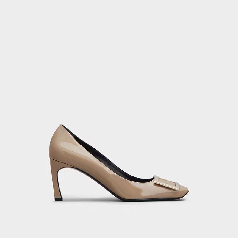 Classic Cm Square Buckle Daily Commuter Shallow Women's Fashion Shoes