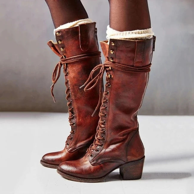 Slouchy Popular Women's Thick Plus Size Women's Leather Boots