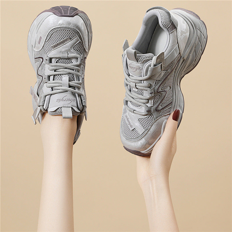 Women's Thick Bottom Height Increasing Spring Mesh Breathable Daily Women's Sports Shoes