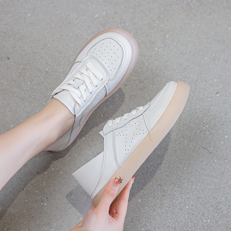 Women's Layer Cowhide Easy Wear Beef Tendon Retro Genuine Board Plus Women's Casual Shoes