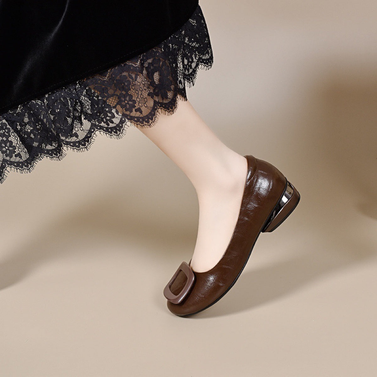 Women's Spring Soft Flat Pumps Bottom Not Tired Feet Chunky Women's Shoes