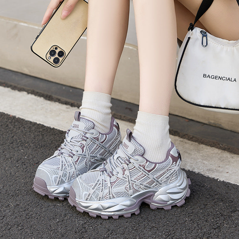 Women's Mesh Breathable Dad Thick Sole Height Sports Casual Shoes