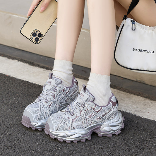 Women's Mesh Breathable Dad Thick Sole Height Sports Casual Shoes