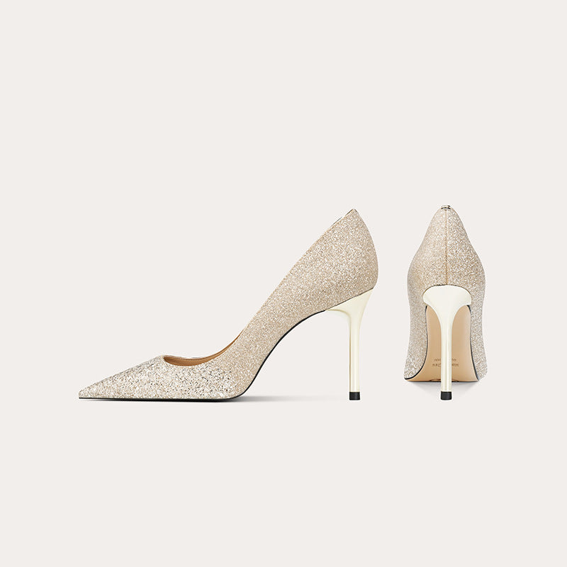 Women's Sequined Stiletto Main Yarn Wedding Bridal Women's Fashion Shoes