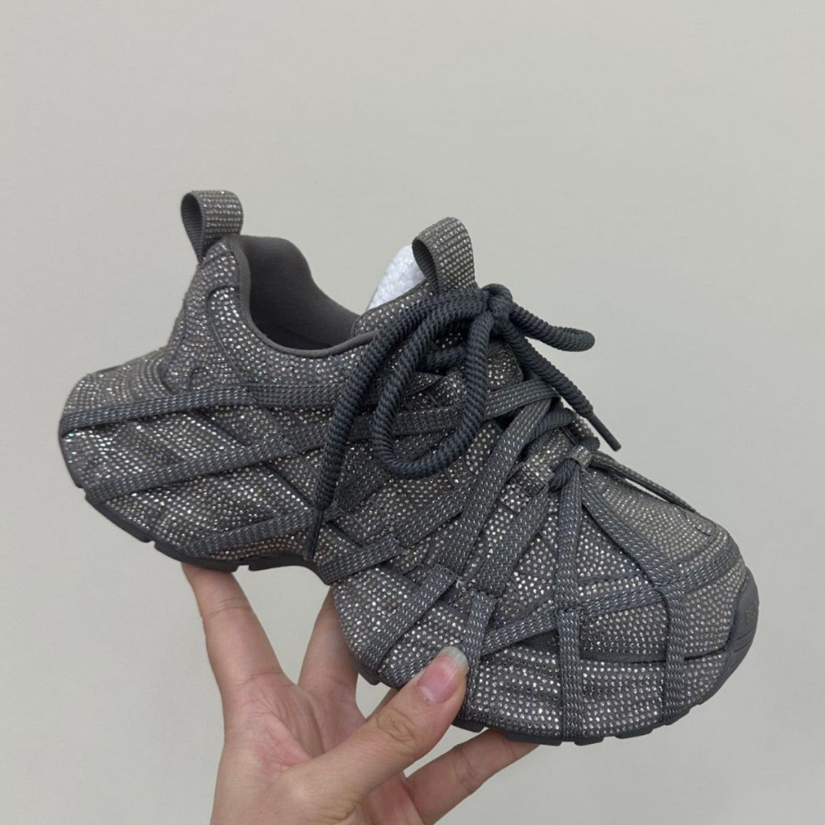 Women's Full Diamond Strap Platform Dad Fashion Casual Shoes