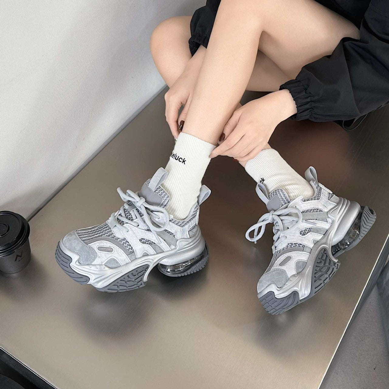 Women's Thick Bottom Daddy Korean Style Round Toe Soft Women's Sports Shoes