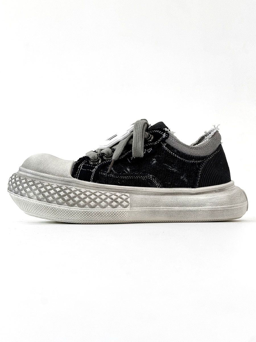 Women's & Men's Niche American Retro Distressed Black Big Toe Mickey Men's Sports Shoes