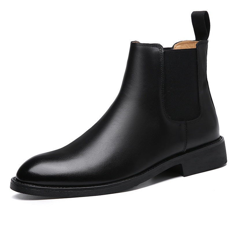 Men's Chelsea Pointed British Style Martin Matte High Men's Leather Boots