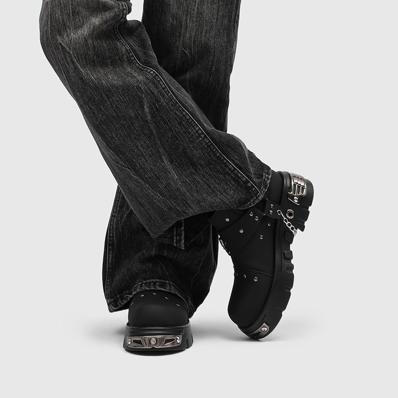 Punk Heavy Metal Skull Height Increasing Dark Rock Boots