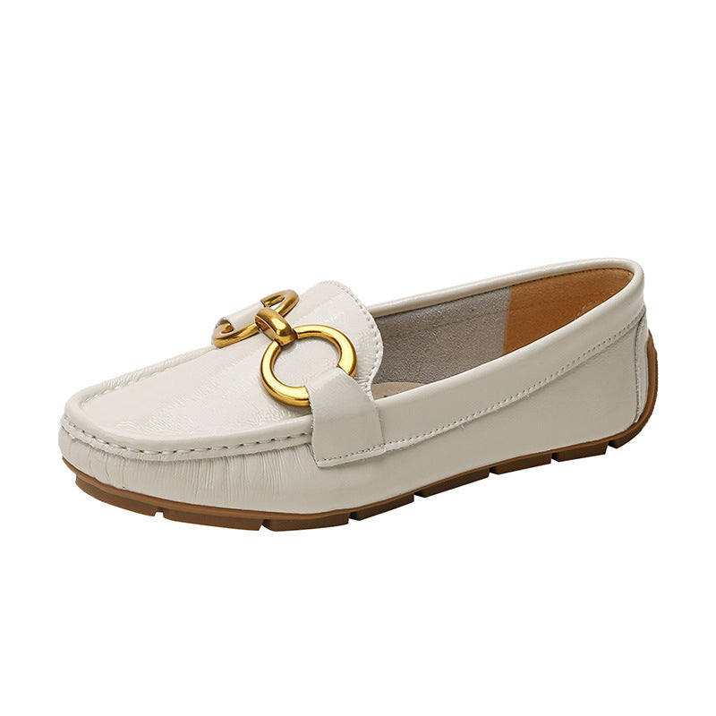 Calfskin Soft Bottom Surface Outer Wear Korean Slip-on Pumps Female Women's Casual Shoes