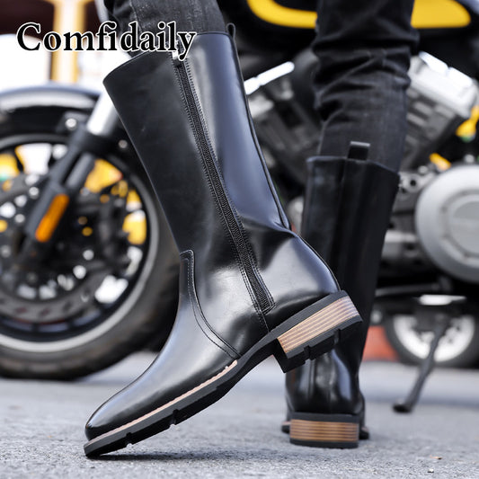 Men's Knight Chelsea Genuine Winter Fleece Riding Men's Martin Boots