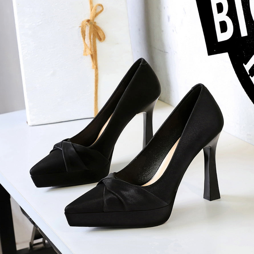 Women's Bow Waterproof Platform Thick Banquet Temperament Women's Fashion Shoes