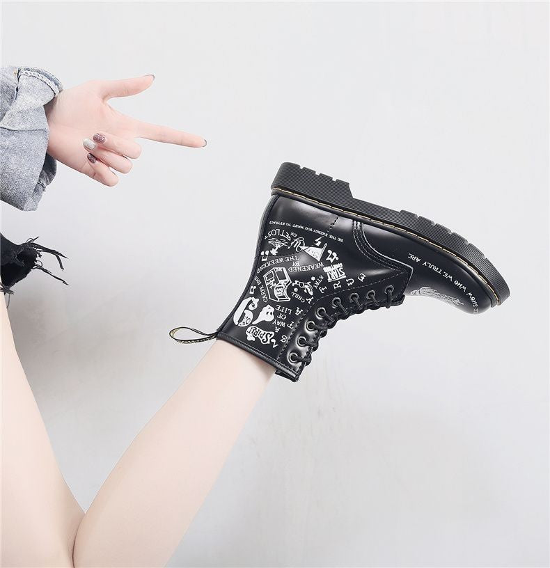 Women's & Men's Personalized Hard Skull Ankle Iti Round Toe Boots