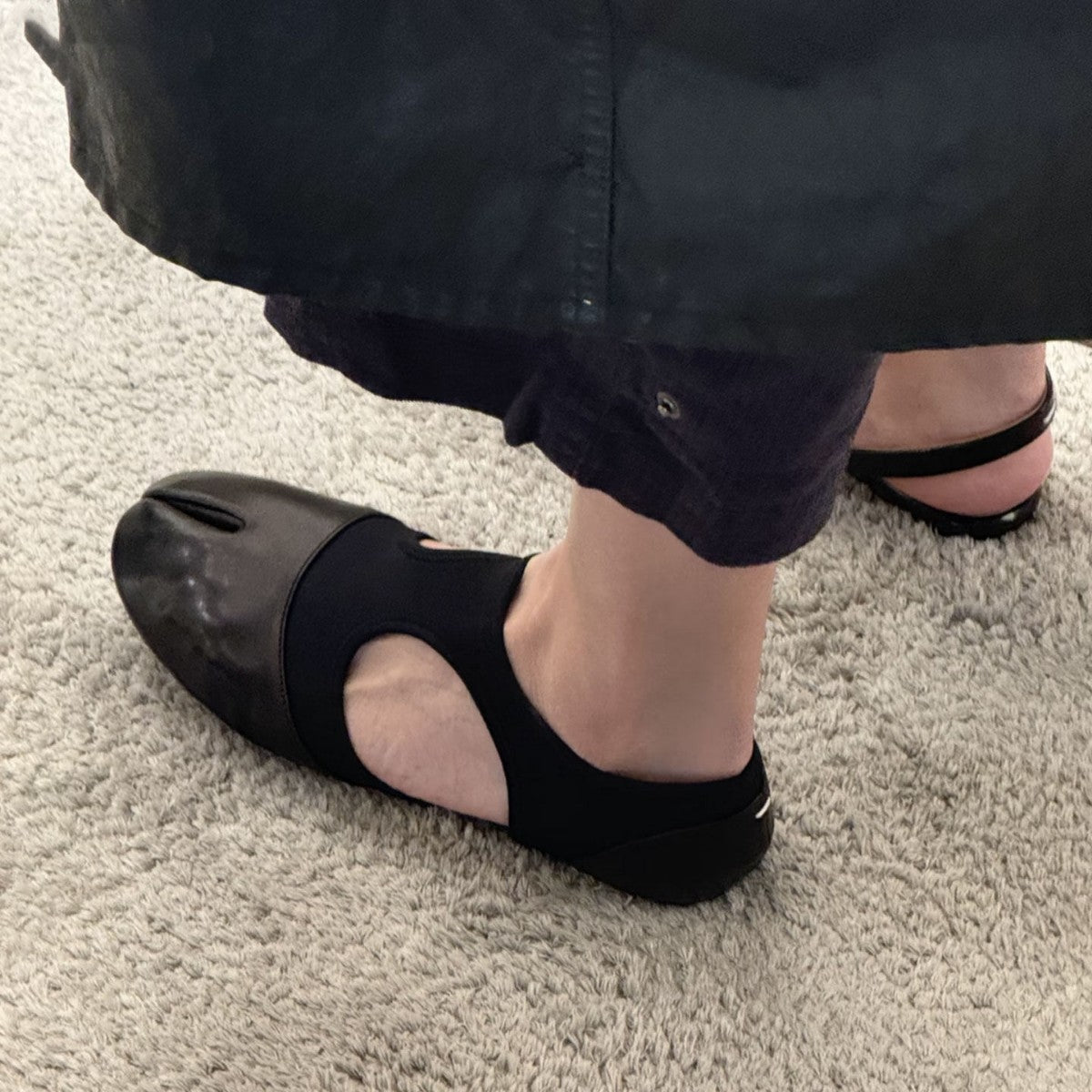 Women's Side Empty Toe Trotter Ballet Spring Stitching Thin Bottom Outer Slippers