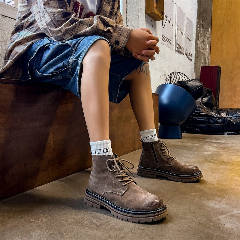 Men's Style Vintage Rhubarb Trend Platform Ankle Outdoor Men's Martin Boots
