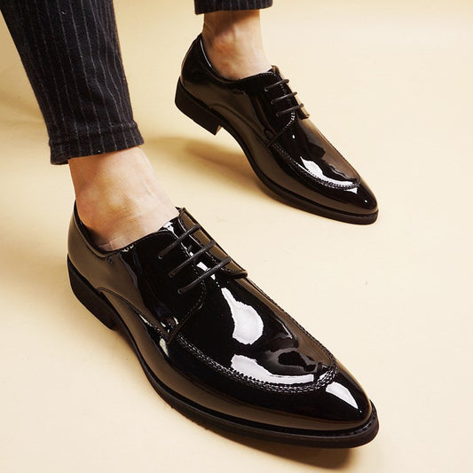 Men's Simple Hair Stylist Height Increasing Insole Men's Casual Leather Shoes