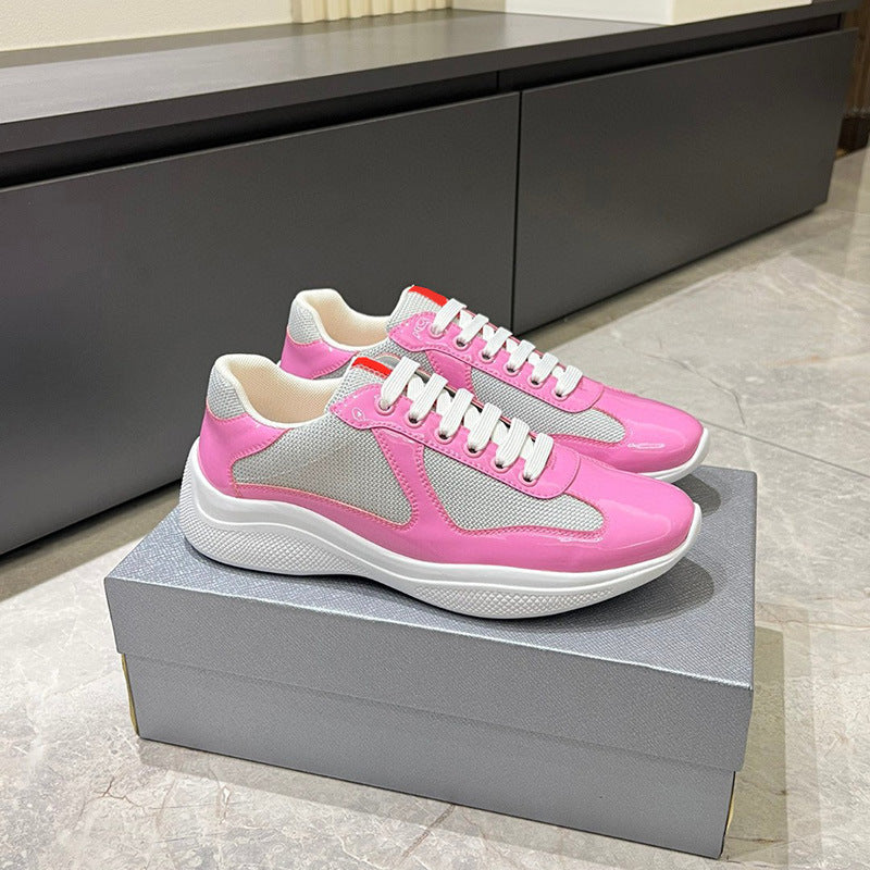 Women's & Men's Fashion Genuine Board Lace Up Cowhide Shiny Men's Shoes