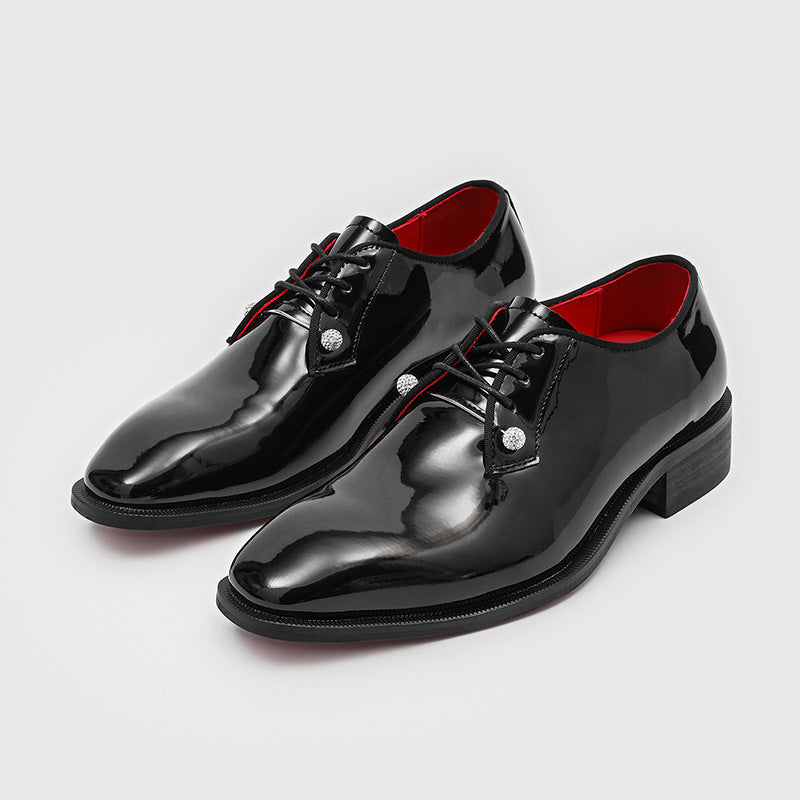 Men's Business Platform Glitter Tied Commuter Red Bottom Formal Wear Fashionable Men's Shoes