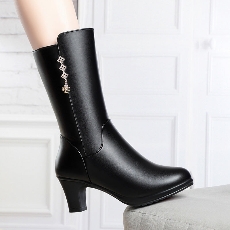 Mother Riding Female Fleece-lined Buskin Soft Boots