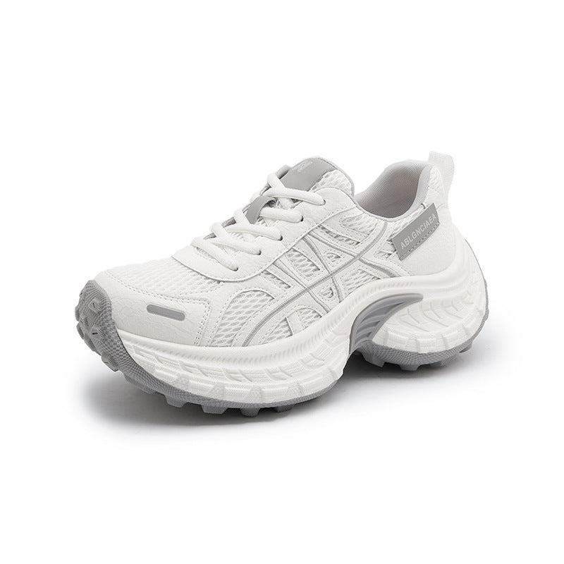 Women's Foam Suction Grinding Bottom Mesh Tire Lace Up Round Toe Women's Sports Shoes