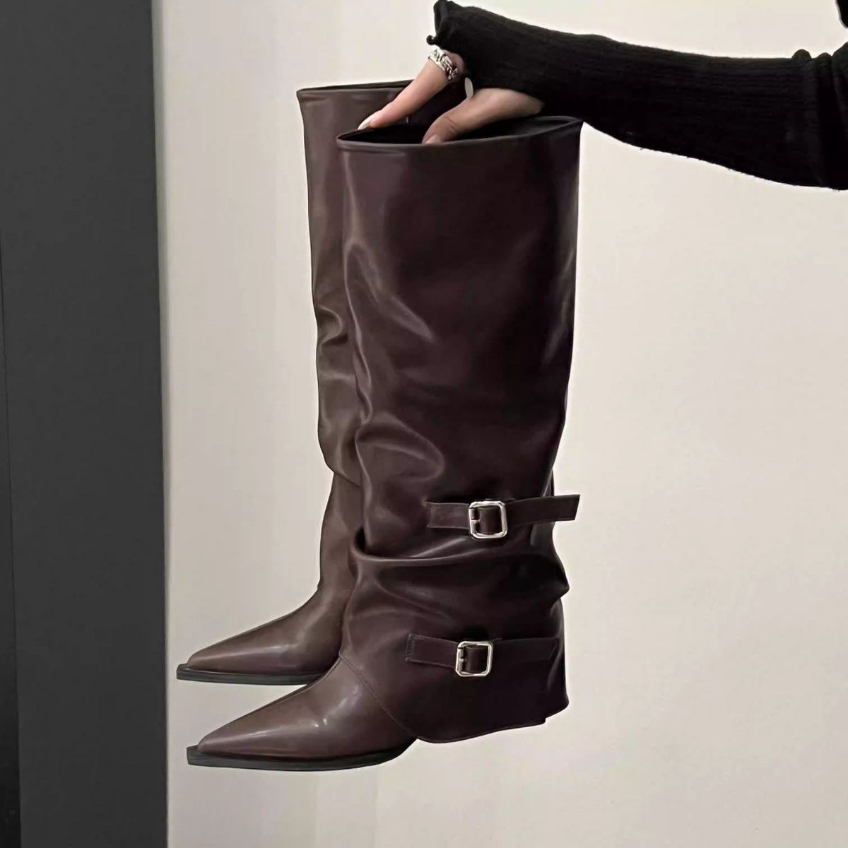 Women's Pointed Brown Tall Knight Spring Pantyhose Long Men's Shoes