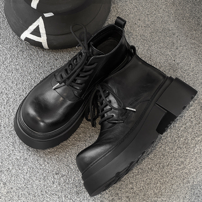 Men's British Style Big Head Knight Motorcycle Platform Boots