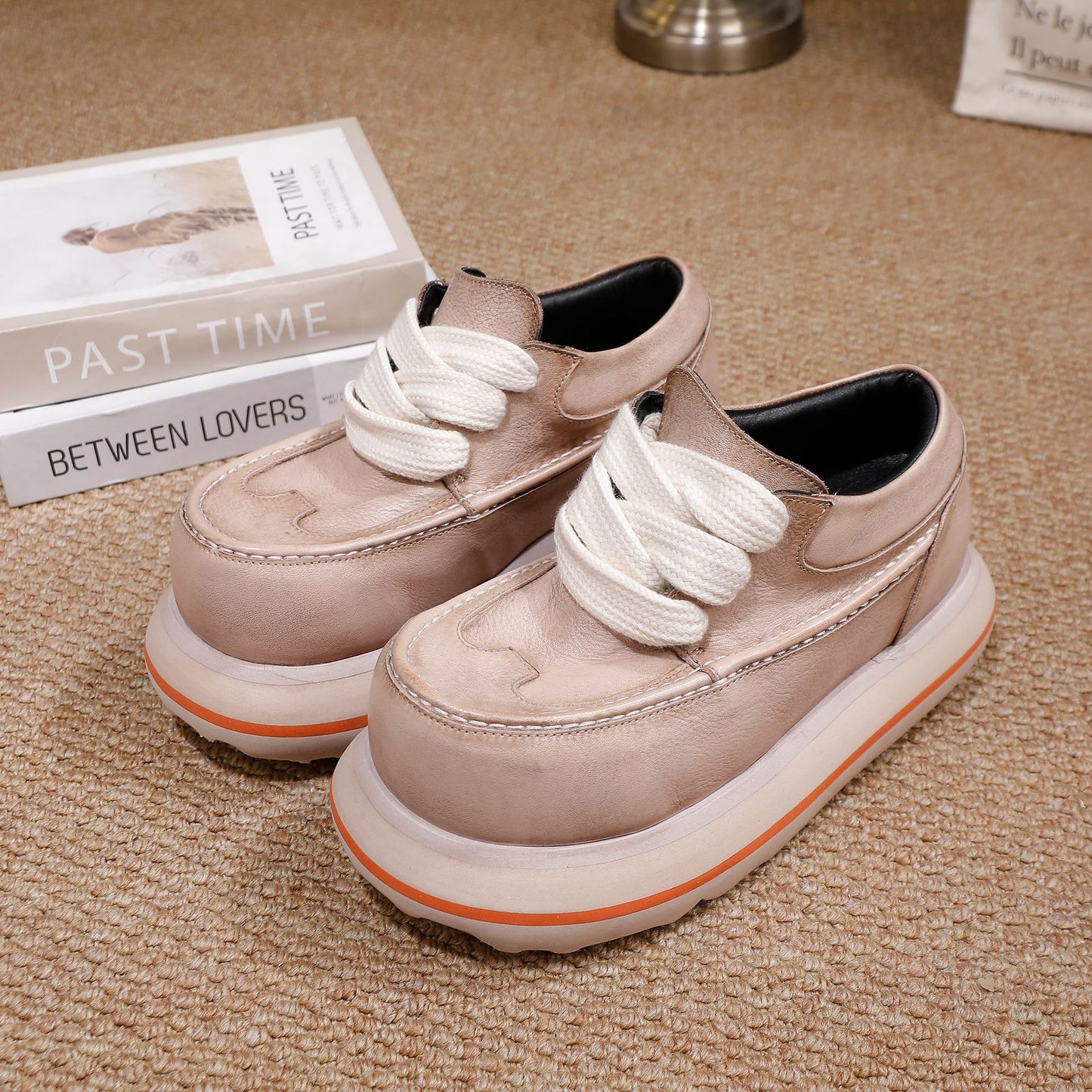 Women's Bottom Derby Washed Cowhide Retro Lace Women's Fashion Shoes